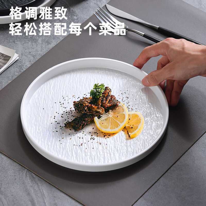 japanese melamine stone pattern round plate dish commercial restaurant swing plate dish high-end western plate steak western food flat ware