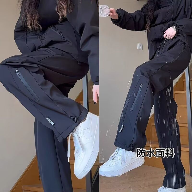 fleece-lined thickened mountaineering tactical pants women‘s autumn and winter black cargo pants 2024 new plus size sports pants small