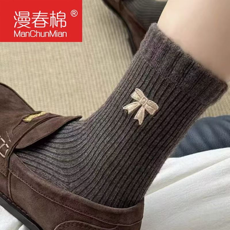 maillard socks winter ins warm long and high calf autumn and winter bowknot thick women‘s shark socks zhuji socks