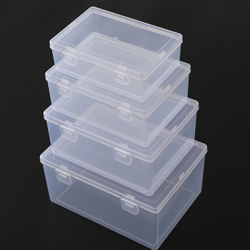 plastic transparent storage box covered flat flip storage box rectangular storage box parts jewelry organizing small box