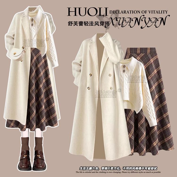 late autumn and early winter shufulei light french style wear woolen coat for women 2024 new unique super nice korean style overcoat