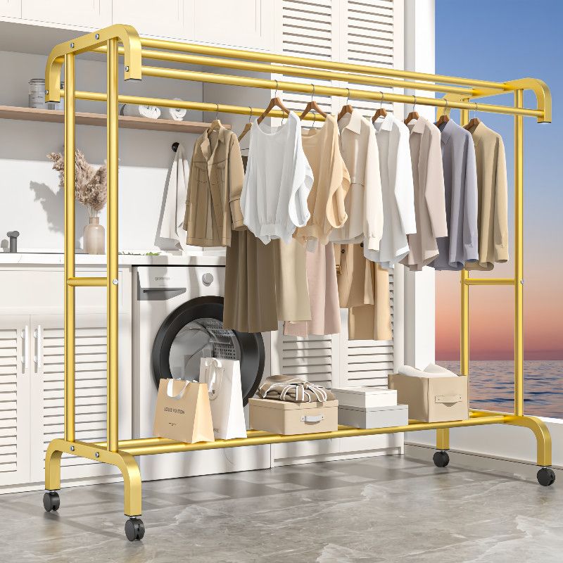 clothes hanger floor-type coat hanger household bedroom living room double-layer storage rack extra thick steel pipe coat rack