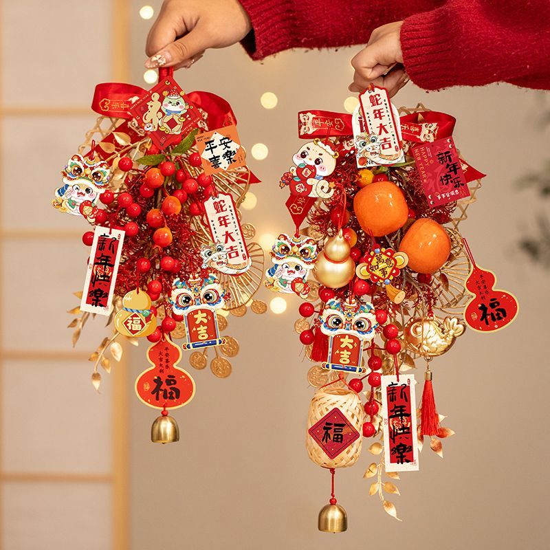 2025 new year decorations door hanging snake year spring festival persimmon ornaments chinese new year celebration joyous pendant entry door atmosphere layout