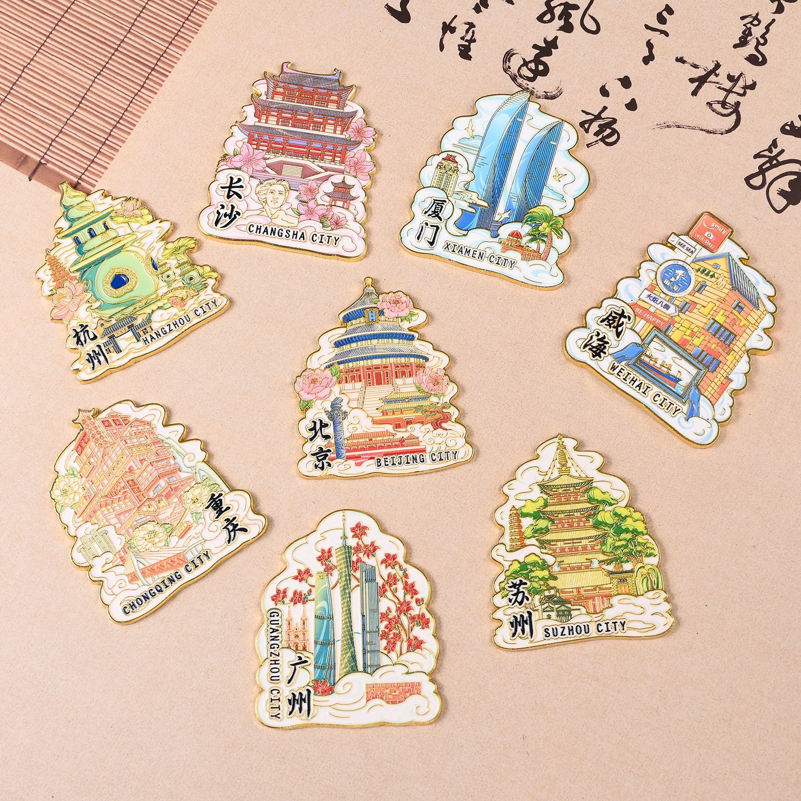 metal refrigerator stickers beijing city scenic spot landmark three-dimensional cultural and creative tourism commemorative gift cultural and creative refrigerator post