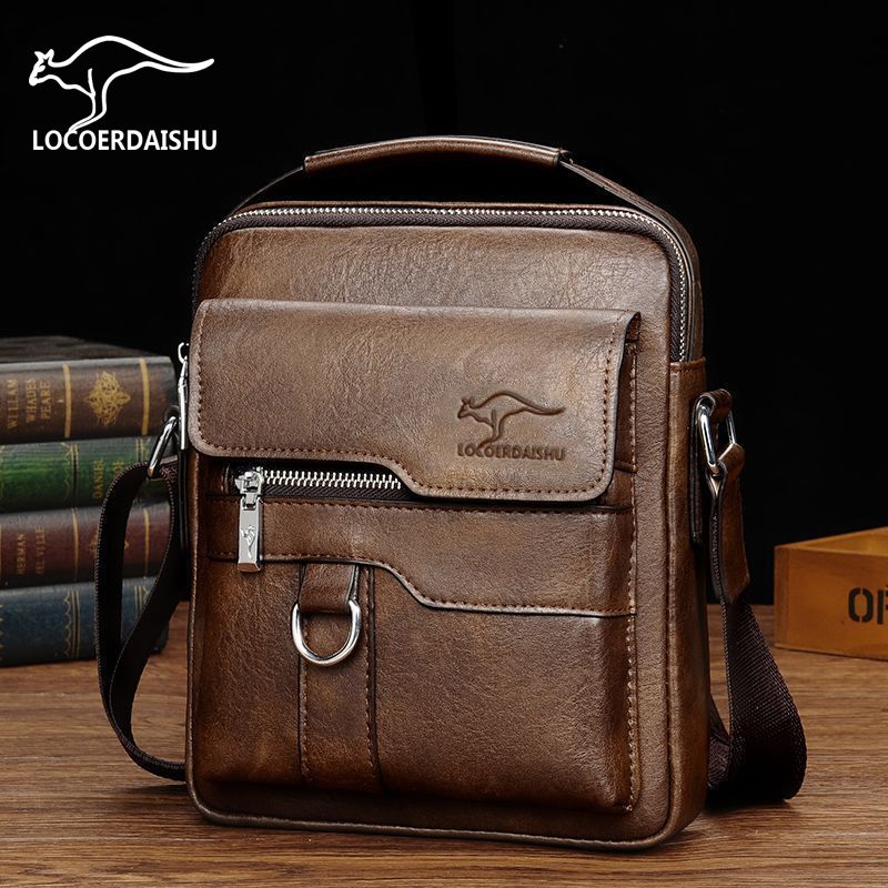 2024 new trendy men‘s bag shoulder bag cowhide korean style business leisure bag men‘s messenger bag small leather backpack