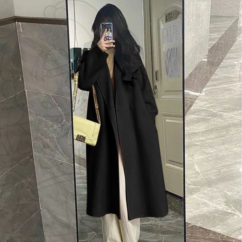 2024 autumn and winter new high quality solid color high quality coat for women all-match coat small hepburn style korean style