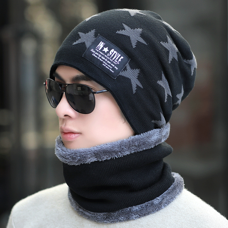 hat men winter thickening thermal knitting woolen cap autumn and winter korean fashion velvet cold protection cycling men cotton-padded cap