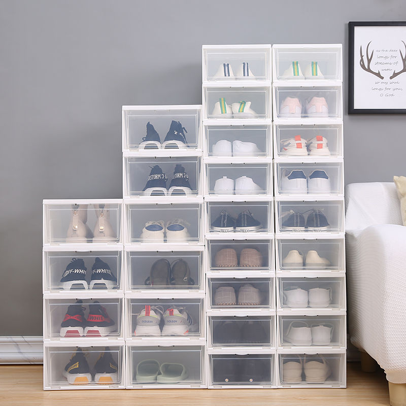 shoe box transparent storage box dustproof shoes shoe cabinet artifact thickened plastic shoe rack organizing box wedding shoe box