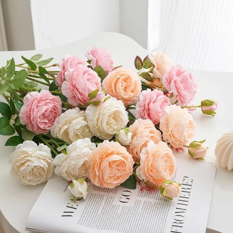 nordic artificial flower peony rose bouquet home living room floor decoration dried flower and fake flower silk flower table decoration