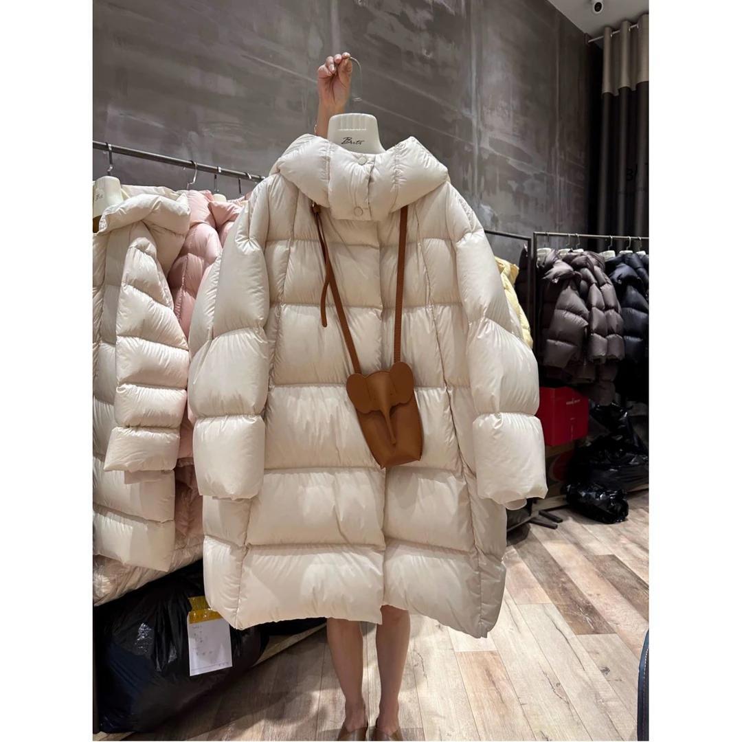 2024 new cocoon shaped puff down jacket women‘s mid-length high-grade korean style loose hooded small coat