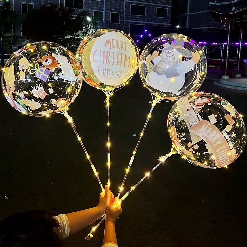 new luminous christmas bounce ball balloon with lights holiday dress up atmosphere gift children‘s toy night market stall