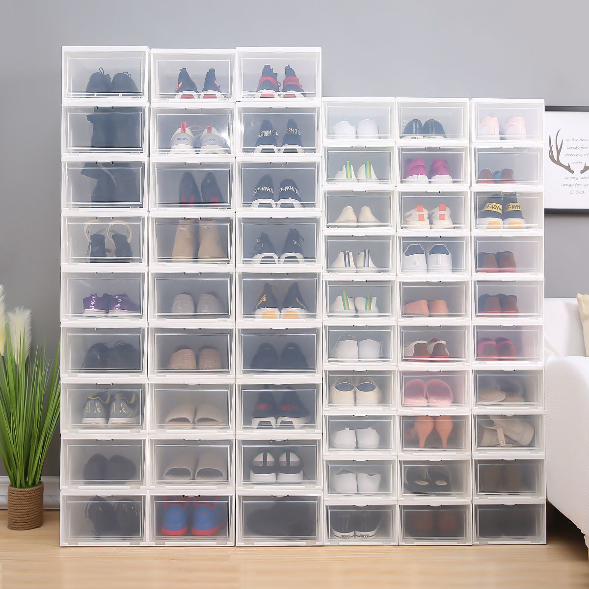 thickened shoe box storage box transparent drawer shoes plastic shoe cabinet shoe box shoe rack folding artifact space saving