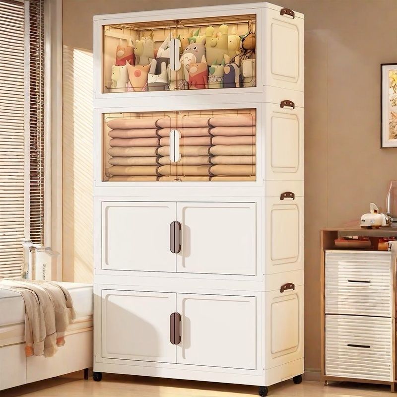 installation-free folding bedside storage rack household movable bedside table kitchen sundries storage cabinet floor multi-layer cabinet