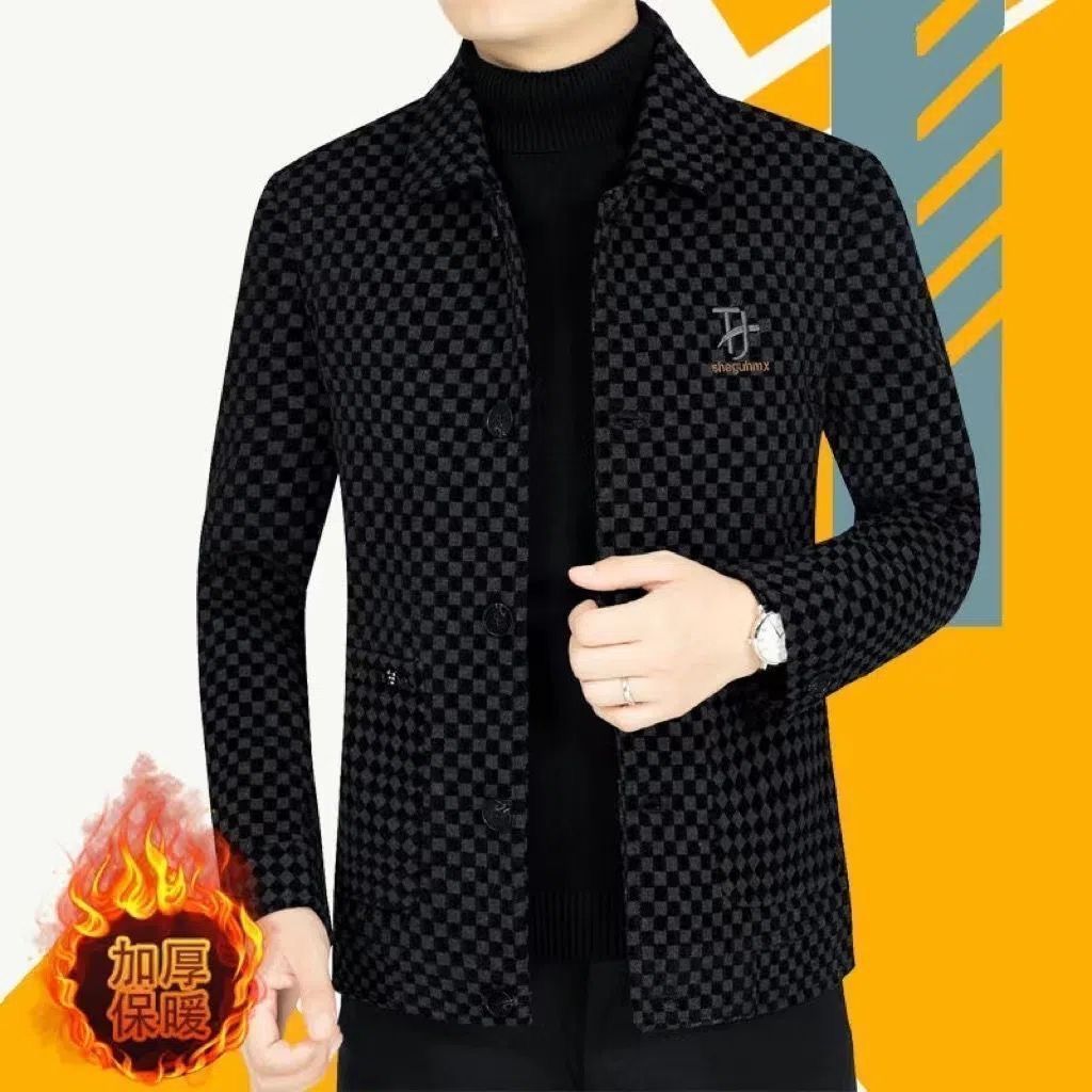 high-end suit casual new men‘s spring and autumn woolen small suit jacket autumn single west thickened dad wear