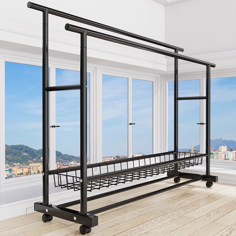 extra thick double pole mobile dormitory coat rack extra thick hanger floor vertical home bedroom balcony clothes rack simple