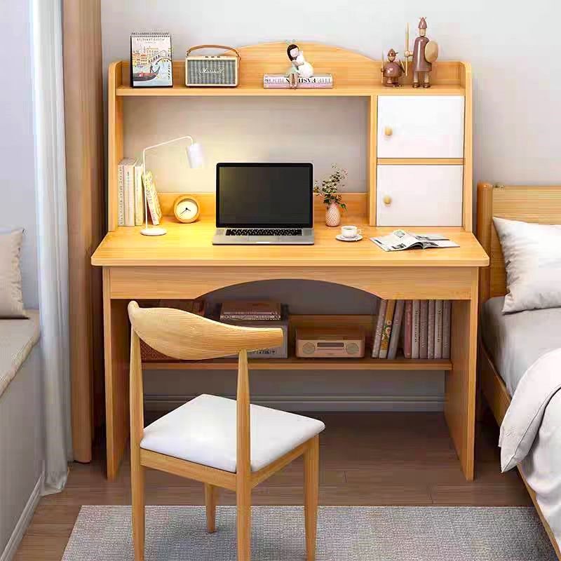 solid wood desk student household integrated table with bookshelf study table writing desk simple small computer desk bedroom