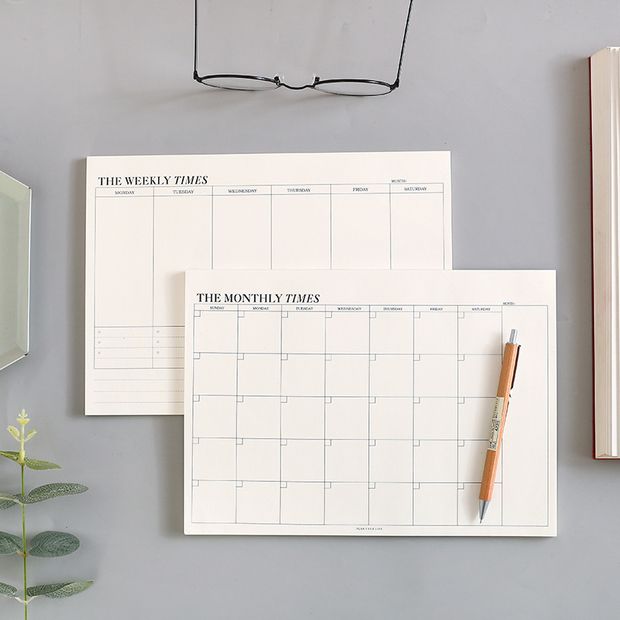 Monthly Plan Weekly Plan Notepad Self-Filled Calendar Notebook Punch-in Can Tear Schedule Book Business Simplicity
