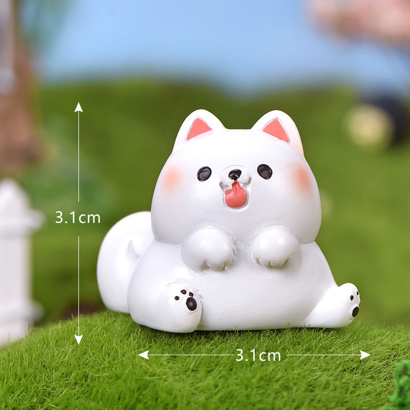 Dog Family Micro Landscape Mini Resin Ornament Bonsai Succulent Decoration Corgi Bichon Samo Pomeranian Pet Dog