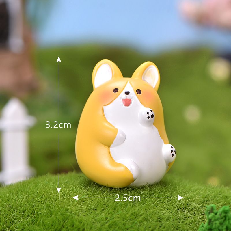 Dog Family Micro Landscape Mini Resin Ornament Bonsai Succulent Decoration Corgi Bichon Samo Pomeranian Pet Dog