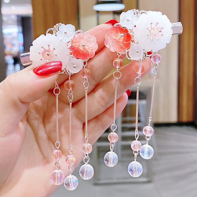 Antique Children Barrettes Hanfu Ancient Costume Hair Accessories Cute Girl Tassel Butterfly Hairpin Little Girl Super Fairy a Pair of Hairclips