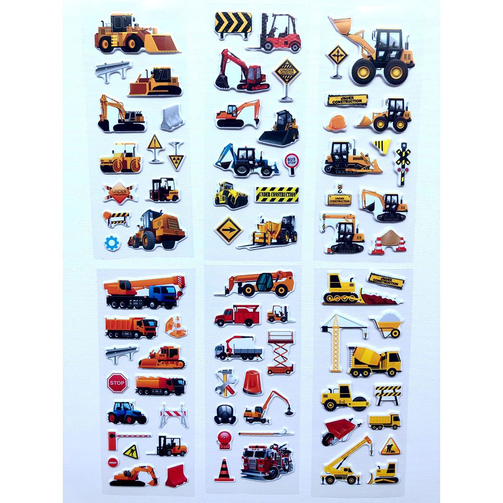 Children's Stickers Transportation Tools Engineering Car Car 3D Stereo Bubble Sticker Baby Boy Enlightenment Stickers