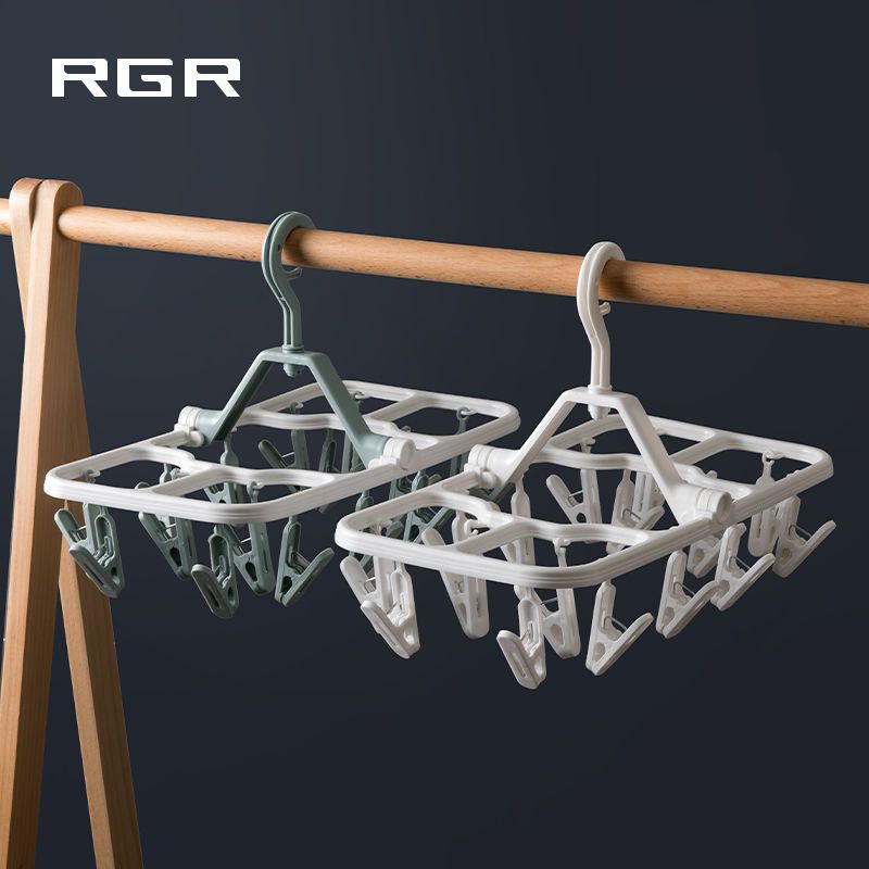 Multifunctional Clothes Hanger Disc Dormitory Clothes Pin Foldable Clothes Hanger Multi-Clip Drying Socks Rack Clothes Hanger