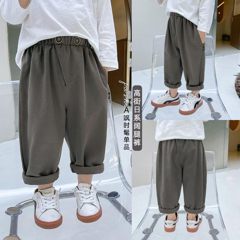 boys‘ pants 2022 spring and autumn new korean style baby loose casual pants children‘s all-match solid color big pp pants