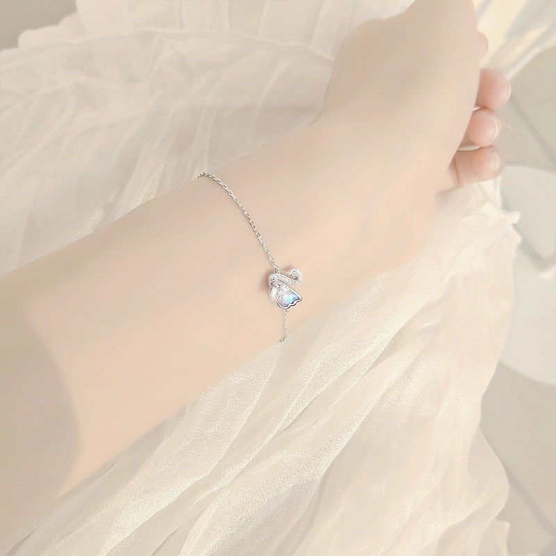 925 Aurora Swan Bracelet Female Student Korean Simple Ins Non-Fading Light Luxury Minority Girlfriends Mori Style Female Fairy