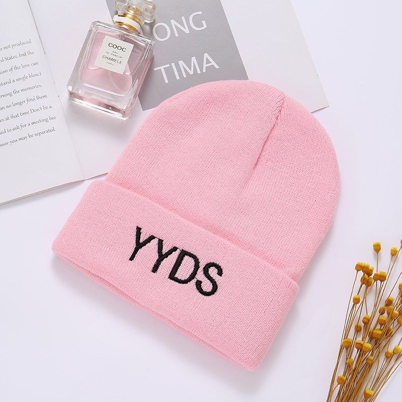 Hat Female Autumn and Winter Solid Color Woolen Cap Japanese Style All-Matching Warm Skullcap Korean Fashion Knitted Hat Beanie Hat Men