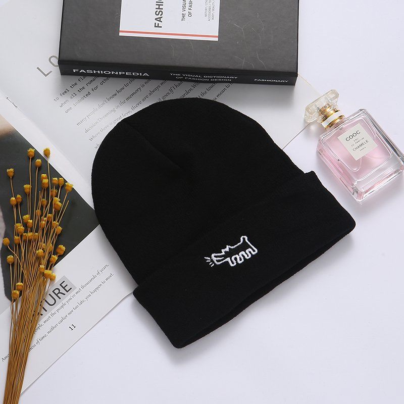 Woolen Cap Hip Hop Beanie Hat Street Tide Brand Korean Fashion Cotton-Padded Cap Thin Winter Melon Skin Hat Men's Winter Knitted Hat