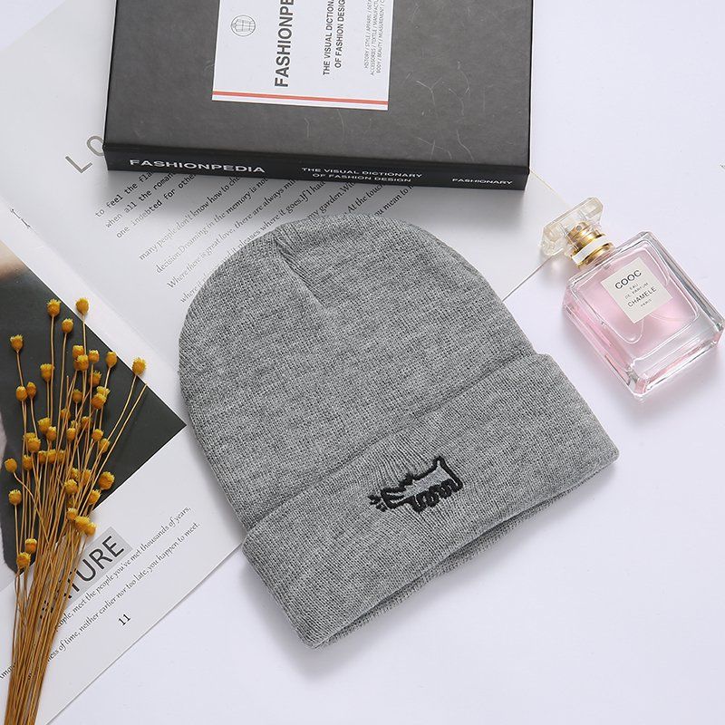 Woolen Cap Hip Hop Beanie Hat Street Tide Brand Korean Fashion Cotton-Padded Cap Thin Winter Melon Skin Hat Men's Winter Knitted Hat