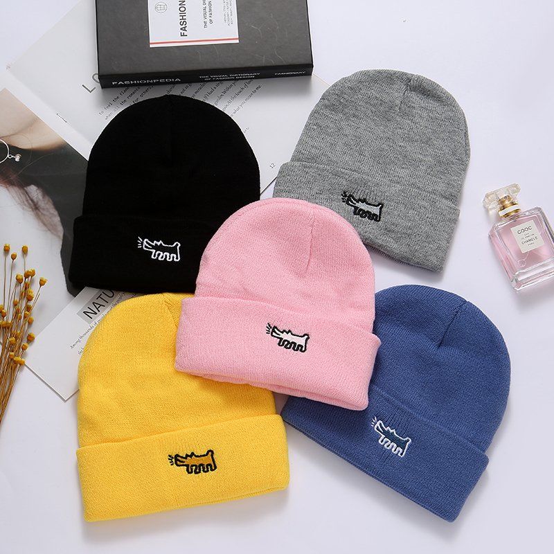 Woolen Cap Hip Hop Beanie Hat Street Tide Brand Korean Fashion Cotton-Padded Cap Thin Winter Melon Skin Hat Men's Winter Knitted Hat