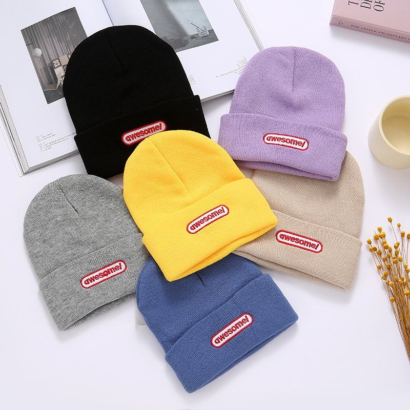 new men‘s and women‘s wool hats personalized letters beanie hat knitted hat elastic warm ear protection all-match fashion outdoor shopping