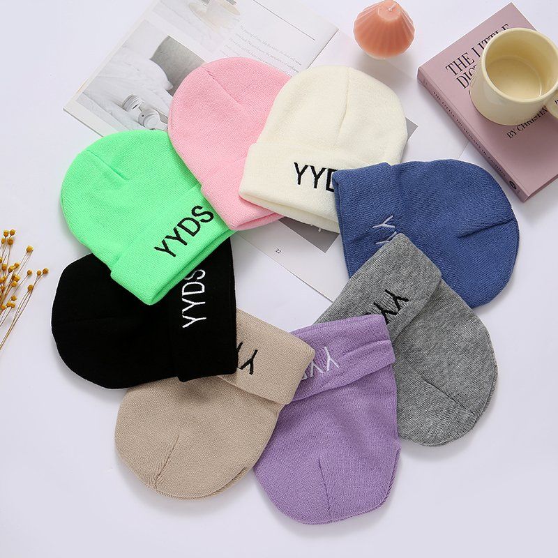 Hat Female Autumn and Winter Solid Color Woolen Cap Japanese Style All-Matching Warm Skullcap Korean Fashion Knitted Hat Beanie Hat Men