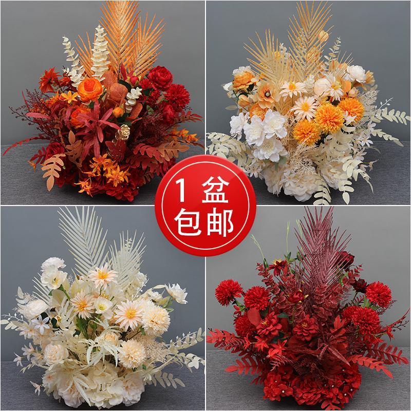 new wedding simulation flower eucalyptus potted flower t stage road lead flower stage flower background flower table flower finished silk flower