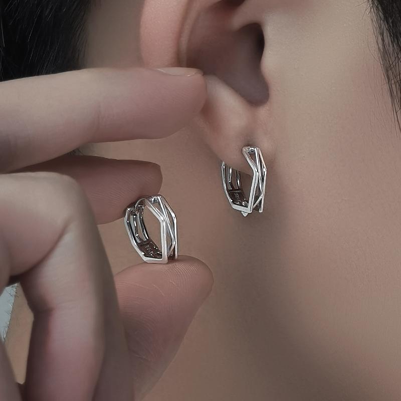 irregular earrings men‘s high sense niche ins trendy couple personality simple ruan handsome earrings male ear ring