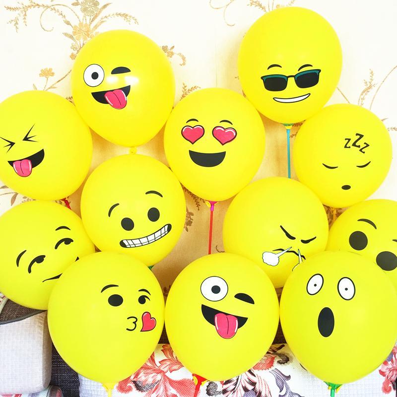 Thickened 12-Inch Colorful Facial Expression Bag Cute Expression Smiley Face Birthday Arrangement Doll Balloon Decorative Push Small Gift