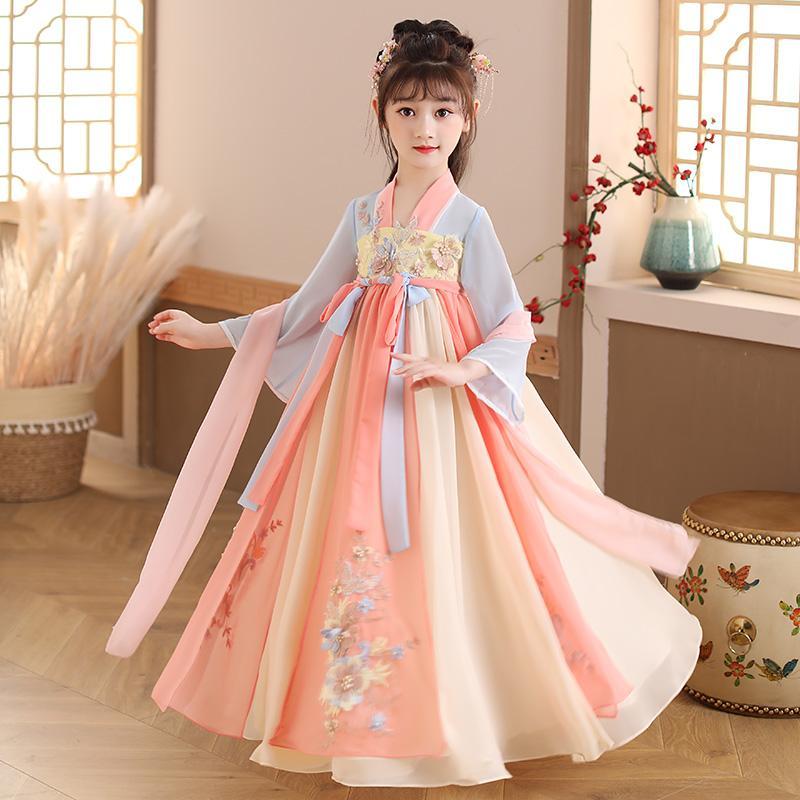 girls‘ chinese style super fairy han chinese clothing jacket and dress children‘s ancient style elegant tang dress