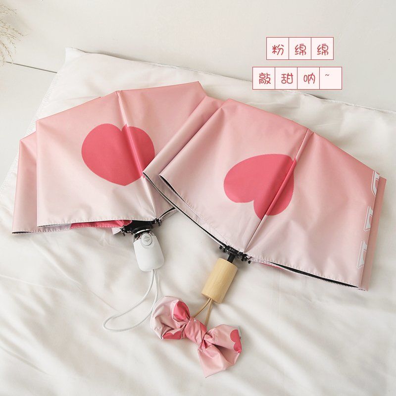 Knock Beauty ~ Gradient Love Automatic Umbrella Women's Dual-Use Folding Ins Wind Sun Umbrella Sun Protection UV Protection