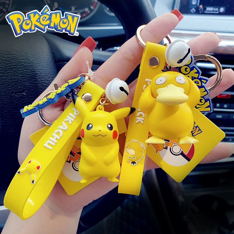 Pokemon Pikachu Keychain Female Pokémon Squirtle Couple Key Chain Male Psyduck Schoolbag Pendant