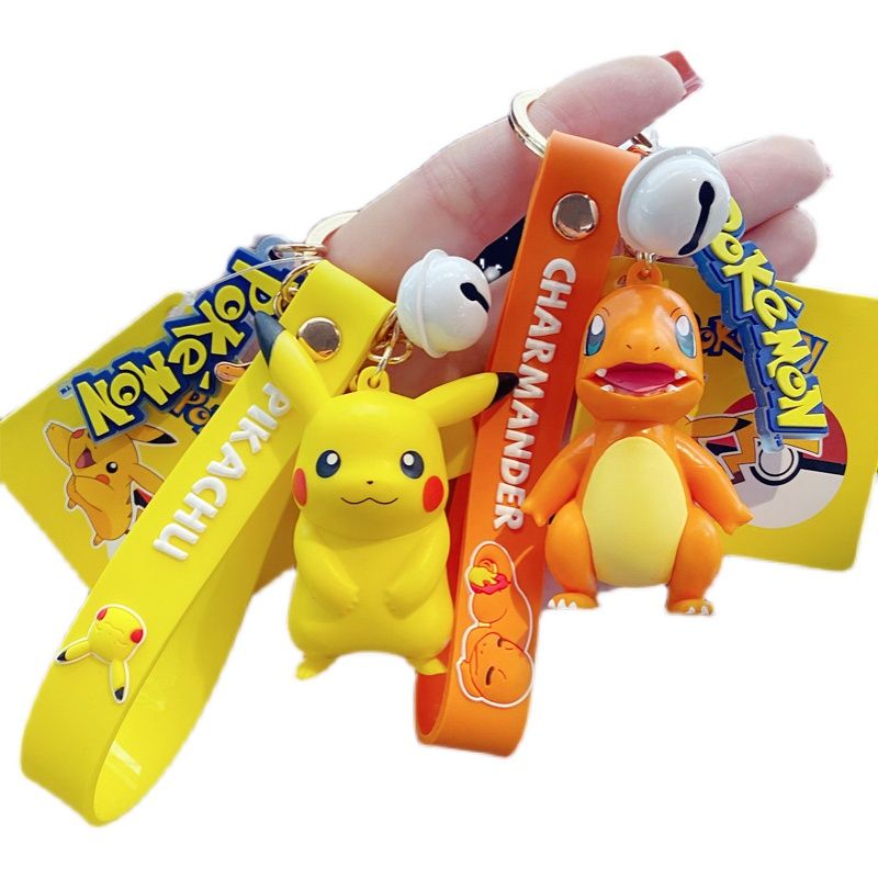 Pokemon Pikachu Keychain Female Pokémon Squirtle Couple Key Chain Male Psyduck Schoolbag Pendant