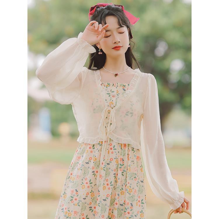 fairy sun protection cardigan short coat suspender skirt shawl outer match summer with skirt sun protective blouse chiffon