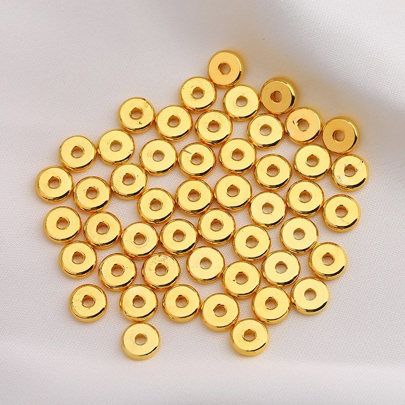 us imported 18k gilded separate/loose beads glossy flat beads gold spacer diy bracelet jewelry accessories 3-10mm