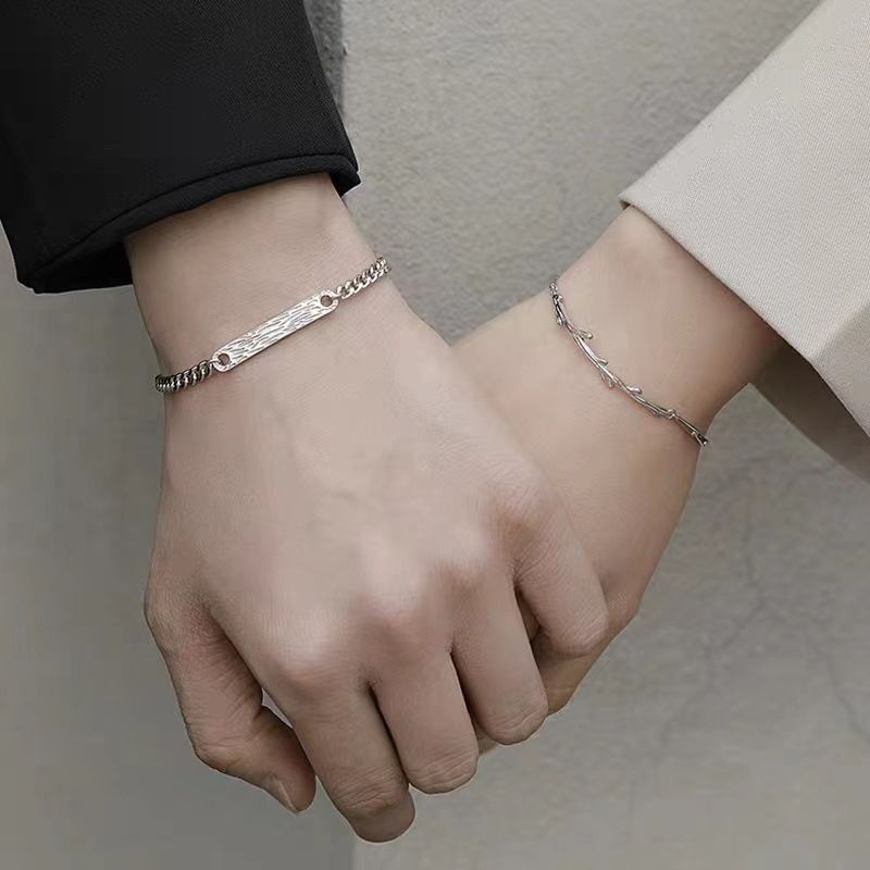 Muyouzhi Bracelet for Couple Pair of Male and Female Students Ancient Style Bracelet Lettering Commemorative Long-Distance Love Gift for Girlfriend