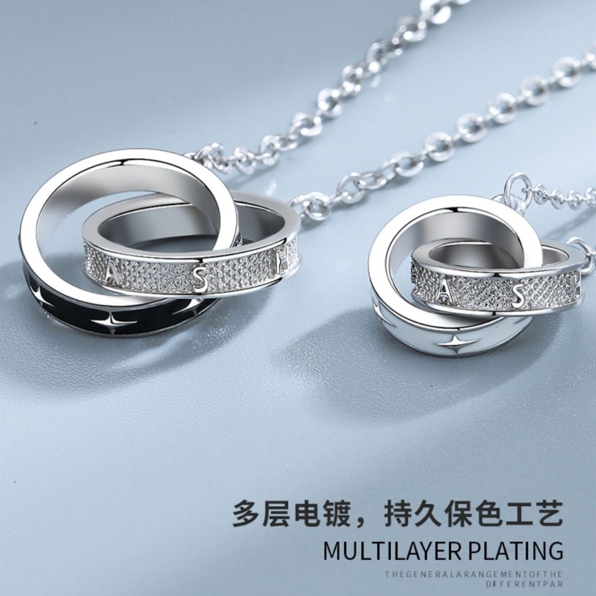 Ring Buckle Couple Necklace Trendy Ins Style Cross Asterism Pendant Valentine Gift Fashion Geometry Pattern Double Ring Necklace