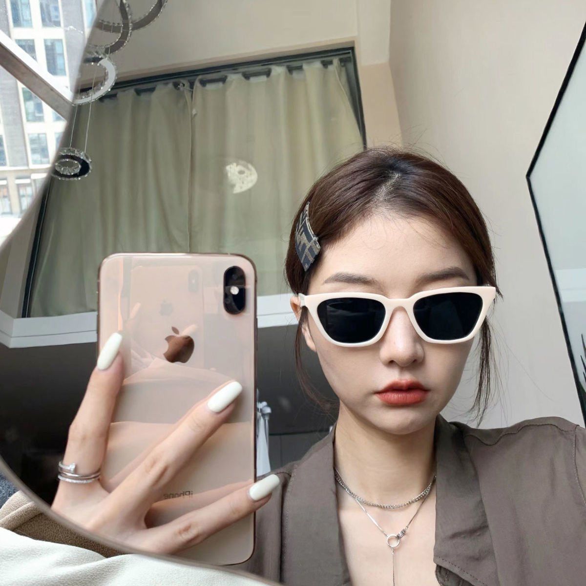 Jennie Same Style Cats' Eye Sunglasses Women's Ins Retro European American Style Sunglasses Korean Style Tiktok Disco Hot Girl Glasses