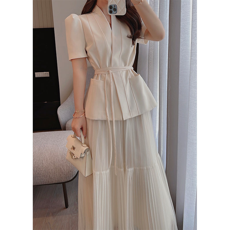 2024 new suit women‘s summer lightly mature women‘s hong kong style classic style suit skirt two-piece suit all-matching