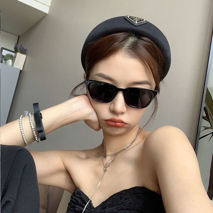 Jennie Same Style Cats' Eye Sunglasses Women's Ins Retro European American Style Sunglasses Korean Style Tiktok Disco Hot Girl Glasses