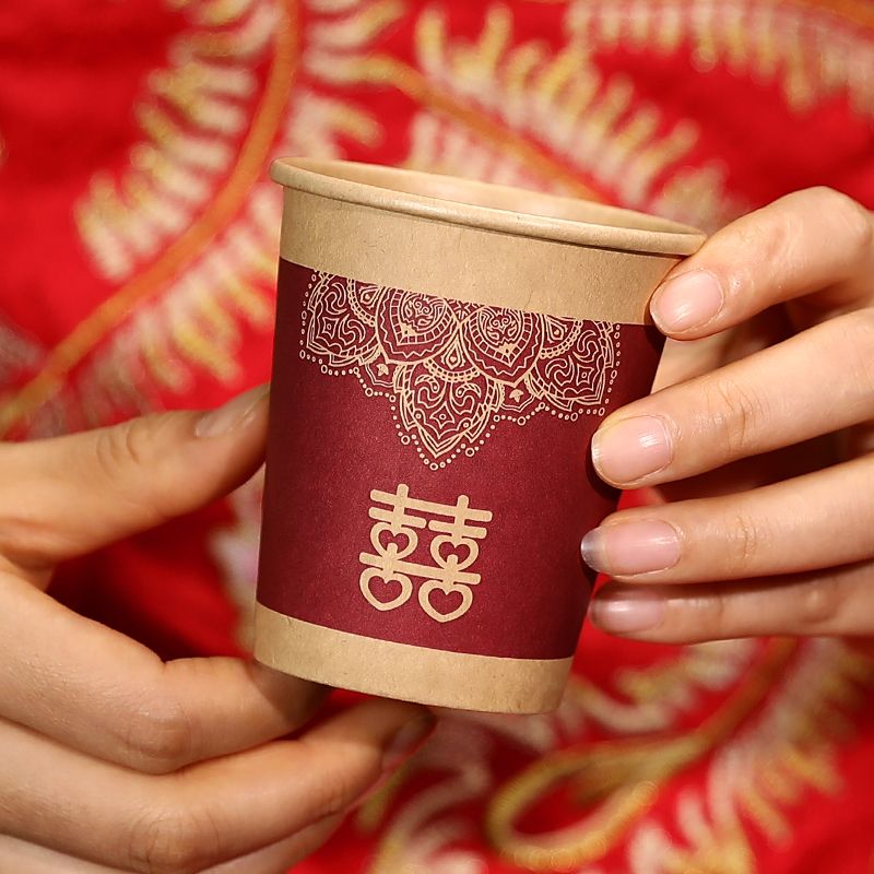 wedding paper cup disposable festival red cup wedding red cup festive dedicated household tea cup wedding supplies complete collection