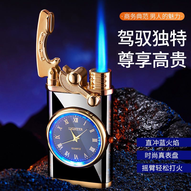 Tiktok's Same High-End Rocker Arm Watch Windproof Gas Lighters Personalized Custom Lettering for Father Boyfriend Gift